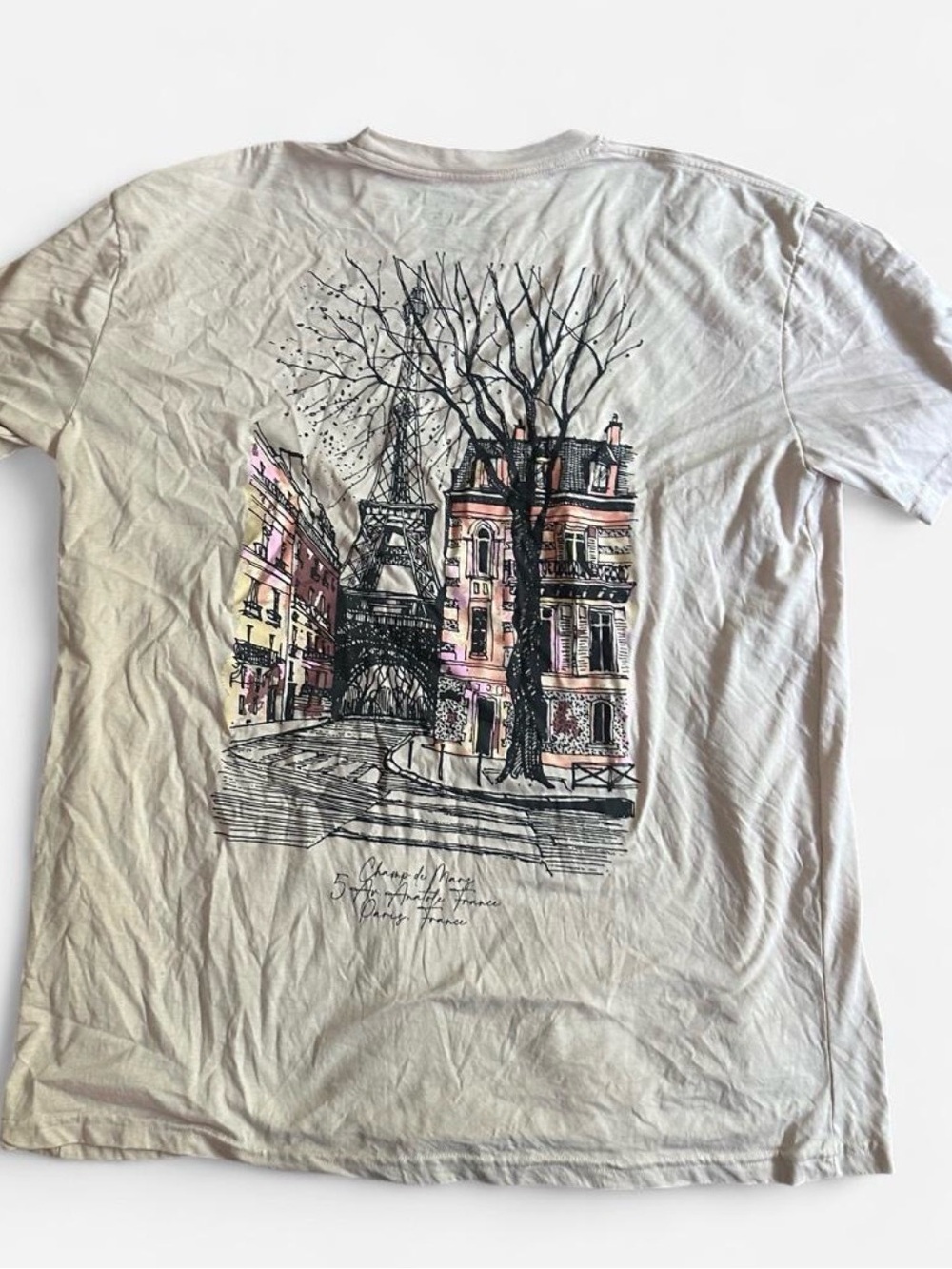 G-Star Light Gray Short Sleeve Tee with Pink Graphic